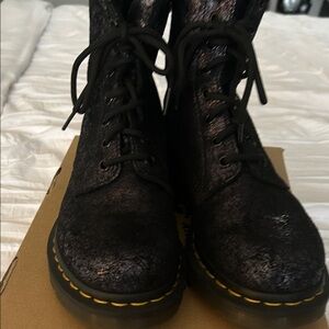 Dr. Martens Shimmering Black Combat Boots